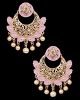 Meenakari Medium Chand Bali Earrings - Baby Pink EAPA12137 Indian Jewellery