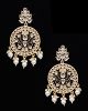 Statement lotus flower kundan earrings - black EGBK12143 Indian Jewellery