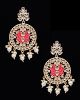 Statement lotus flower kundan earrings - neon pink EGPK12146 Indian Jewellery