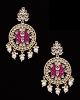 Statement lotus flower kundan earrings - fuchsia pink EGPK12147 Indian Jewellery