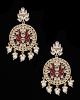 Statement lotus flower kundan earrings - maroon red EGRK12148 Indian Jewellery