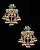 Light Gold Layered-Jhumka Indian Earrings - bottle green EGGA12154 Indian Jewellery