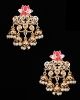 Light Gold Layered-Jhumka Indian Earrings - neon pink EGPA12155 Indian Jewellery