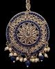 Round Medium American Diamond Indian Head Jewel - Navy ZALA11950 Indian Jewellery