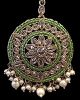 Round Medium American Diamond Indian Head Jewel - Grass Green ZAGA11952 Indian Jewellery