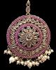 Round Medium American Diamond Indian Head Jewel - Fuchsia Pink ZAPA11953 Indian Jewellery