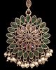 Round Antique Medium Indian Tikka Headpiece - Green ZAGA12261 Indian Jewellery