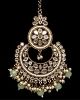 Statement Mirror Asian Tikka - Mint Green ZAGM11945 Indian Jewellery