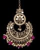 Statement Mirror Asian Tikka - Fuchsia Pink ZAPM11946 Indian Jewellery