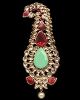 Paisley Large Kundan Kalgi, Turban Pin - Red & Mint KAGK12121 Indian Jewellery