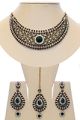 Crystal Collar Necklace Set - Bottle Green Ella NAGC10497 Indian Jewellery