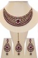 Crystal Collar Necklace Set - Maroon Red Ella NARC10495 Indian Jewellery