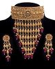 22k Effect Champagne Diamond Tiered Choker - Deep Ruby NERA11197 Indian Jewellery