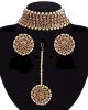 Champagne American Diamond Wide Choker, Studs & Tikka NANA11298 Indian Jewellery