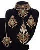 Mughal Princess Pearl Indian Jewellery Set - Choker, Ear, Tikka & Jhumar - baby pink & mint NAPC11305 Indian Jewellery