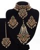 Mughal Princess Pearl Indian Jewellery Set - Choker, Ear, Tikka & Jhumar - Bottle GreenNAGC11307 Indian Jewellery