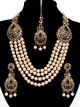 Asian 4-Stranded Pearl Mala Set - black NABL11413 Indian Jewellery