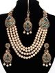 Asian 4-Stranded Pearl Mala Set - aqua blue NALL11418 Indian Jewellery