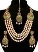 Asian 4-Stranded Pearl Mala Set - vibrant green NAGL11421 Indian Jewellery