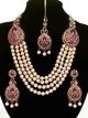 Asian 4-Stranded Pearl Mala Set - fuchsia pink NAPL11422 Indian Jewellery