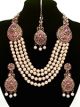 Asian 4-Stranded Pearl Mala Set - baby pink NAPL11423 Indian Jewellery