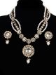 Fancy Pearl Mala Necklace & Indian Stud Earrings - white NAWL11473 Indian Jewellery