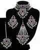Silver Mughal Princess Indian Jewellery Set - Choker, Ear, Tikka & Jhumar - purple NSUC11548 Indian Jewellery