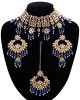 Wide Asian Indian Choker Set - royal/indigo blue NALK11657 Indian Jewellery