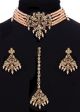 Delicate Beaded Indian Choker, Earrings & Tikka NAPA11766 Indian Jewellery