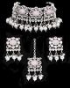 Silver Asian Indian Choker & Studs Jewellery Set - blush pink NSPK11866 Indian Jewellery