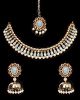 Delicate Flexible Indian Necklace Set with Jhumkis - Sky Blue NALC11936 Indian Jewellery