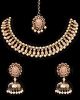 Delicate Flexible Indian Necklace Set with Jhumkis - Peach NAPC11940 Indian Jewellery