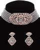 Rose Gold Fine CZ Diamond Modern Indian Choker Set - Grey NREA12064 Indian Jewellery
