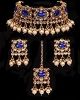 Traditional Pearl Indian Choker & Studs Jewellery Set - Royal Blue NEBP11991 Indian Jewellery