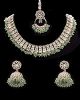 CZ Diamond Silver Delicate Indian Necklace with Jhumkis - Mint NSGA12059 Indian Jewellery