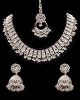 CZ Diamond Silver Delicate Indian Necklace with Jhumkis NSWA12060 Indian Jewellery