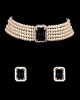Classic Pearl Jewelled Choker & Studs NSBL12220 Indian Jewellery