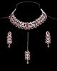 Modern Silver Indian Crystal Necklace Set - Baby Pink NSPC12278 Indian Jewellery