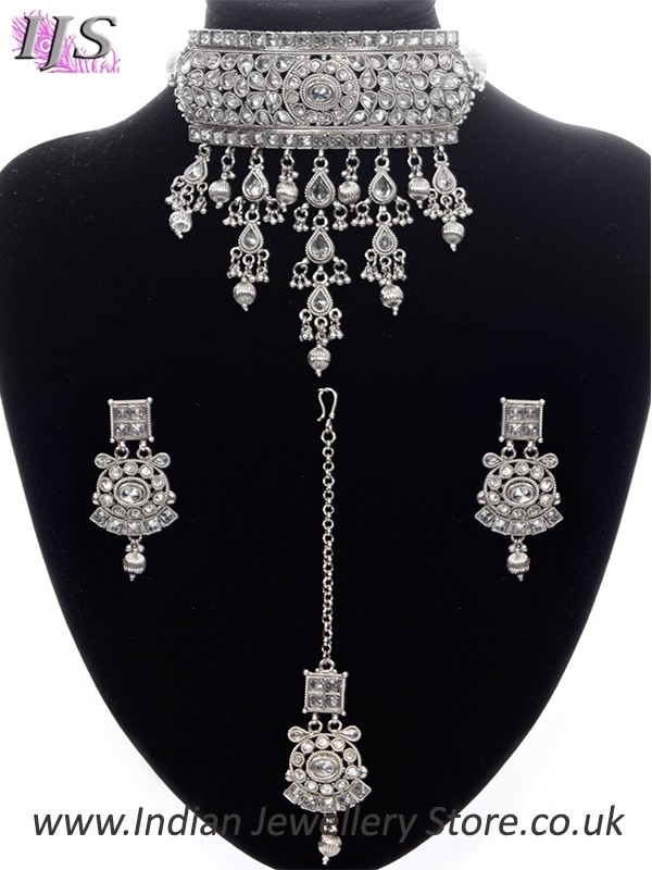 Silver Indian Jewellery Set - Kashmiri 