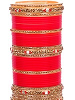 Antique Bright Red Wedding Chura, 2.6 UARC10192 Indian Jewellery