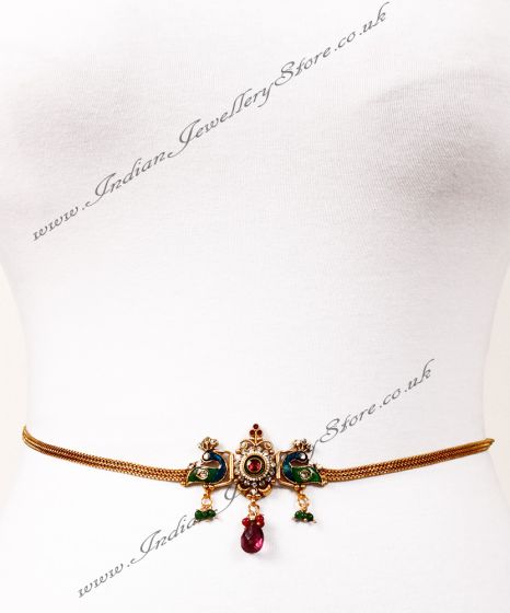 Delicate 22k Gold Plated Peacock Saree Belt LGMK03127 Indian Jewellery