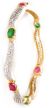 2 x Ruby, Green CZ Indian Wave Bangles, 2.4 WGAA04212 Indian Jewellery