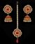 Champagne Indian jhumka earrings & tikka jewellery set - Orange IAOA11124 Indian Jewellery
