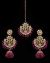Champagne Antique Medium Tikka & Dangler Jhumki Earring Set - fuchsia pink IAPK11619 Indian Jewellery