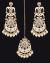 Statement Kundan & Meenakari Earrings & Tikka - Pearl White IEWK11979 Indian Jewellery