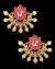 Crescent Moon & Lotus Flower, Pearl Oversized Asian Stud Earrings - Neon Pink EEPK11243 Indian Jewellery