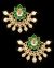 Crescent Moon & Lotus Flower, Pearl Oversized Asian Stud Earrings - Grass Green EEGK11245 Indian Jewellery
