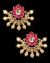 Crescent Moon & Lotus Flower, Pearl Oversized Asian Stud Earrings - Fuchsia Pink EEPK11241 Indian Jewellery