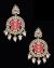 Statement lotus flower kundan earrings - neon pink EGPK12146 Indian Jewellery