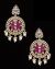 Statement lotus flower kundan earrings - fuchsia pink EGPK12147 Indian Jewellery